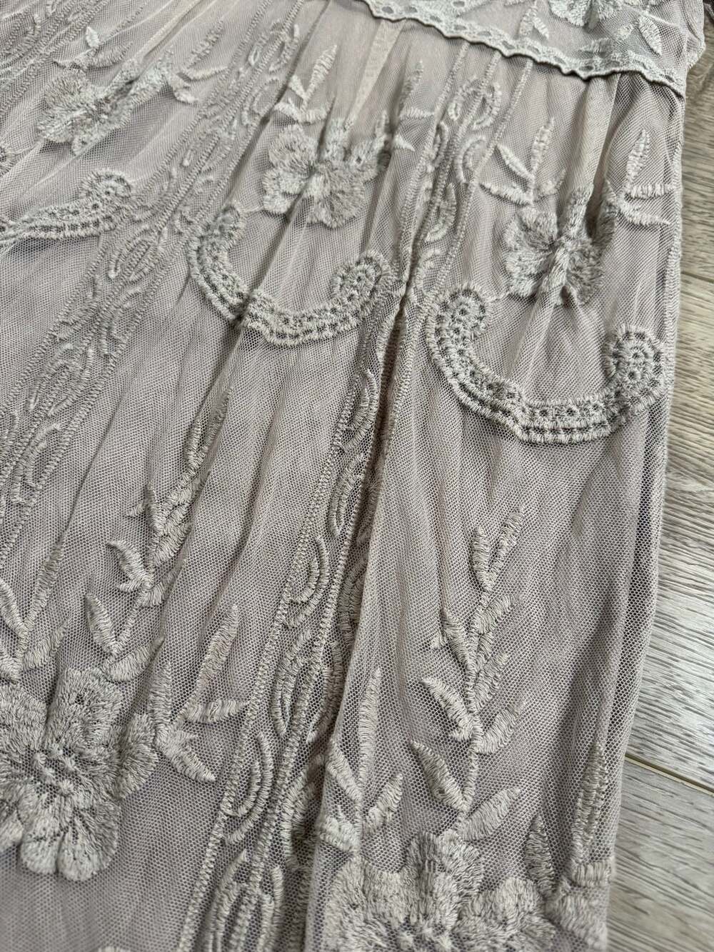 Orange Creek M/L Beige Embroidered Lace Midi Dress Lined Boho Floral - Picture 6 of 16